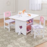 Masuta copii cu inimioare, cu doua scaunele din lemn si spatii de depozitare- Heart Kidkraft Table